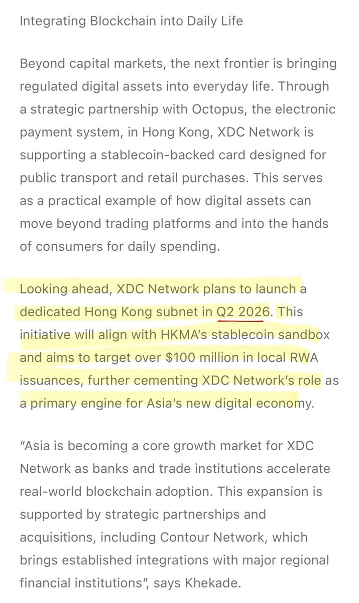 ‼️JUST IN: XDC NETWORK ANNOUNCES EXPANSION IN ASIA WITH A DEDICATED HONG KONG STABLECOIN INITIATIVE LAUNCHING Q2 2026‼️

Documented below.📝👇