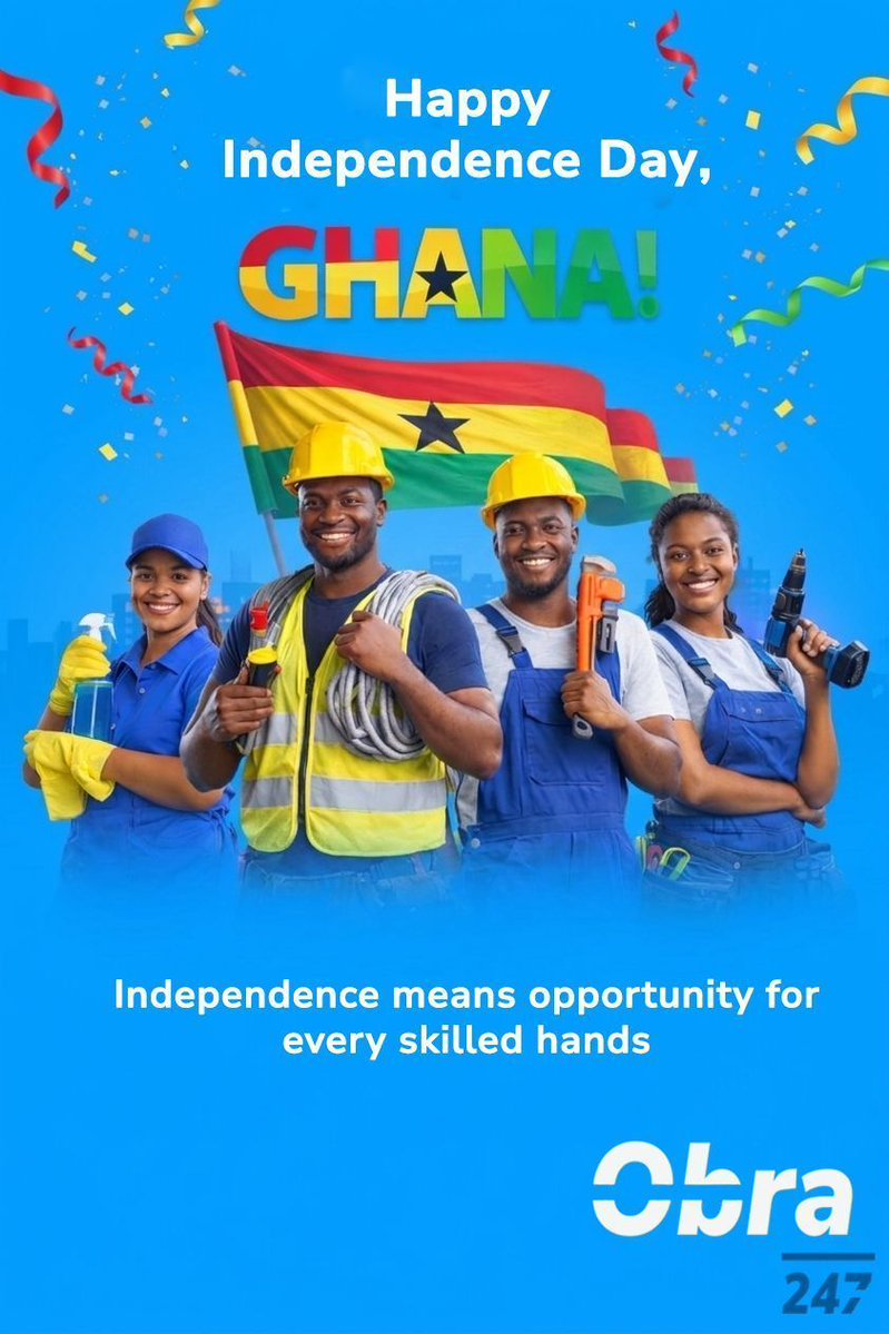 obra247app's tweet image. Happy Independence Day, Ghana 🇬🇭 

Freedom is the foundation, but hard work is the future. Independence means opportunity for every skilled hand 🛠️

Celebrating the hands that build our nation today and every day.

#IndependenceDay #March6th #Obra247 #GhanaAt69