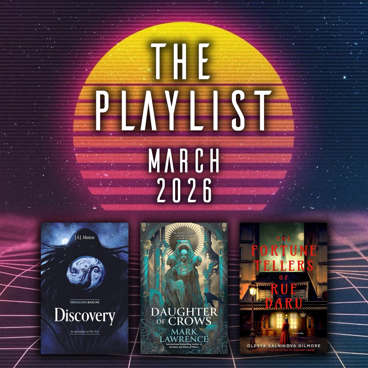 SFFAddictsPod's tweet photo. Our March 2026 Patreon bonus episode of THE PLAYLIST is live! Join @adrianmgibson &amp; @GretaKKelly as they discuss @Mark__Lawrence’s Daughter of Crows, @OlesyaAuthor’s The Fortune Tellers of Rue Daru, @jajminton’s Discovery &amp; more.

Support at $5+ to access: https://t.co/Vwxmy5fYSb https://t.co/awDa8QnACU