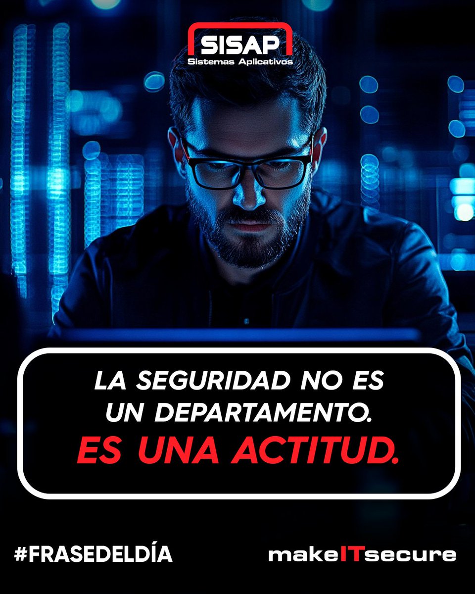 SISAP_LATAM's tweet photo. Es un error común pensar que la ciberseguridad es responsabilidad exclusiva del equipo de TI o del CISO.

🛡️ Transforme la mentalidad de su empresa. Conozca nuestros programas de Cultura de Seguridad: https://t.co/G468ihLyku

#FraseSISAP  #CISO #Actitud https://t.co/q2jGJhsDJY