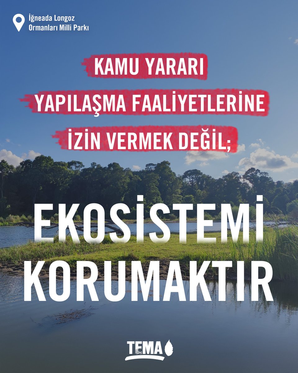 temavakfi's tweet photo. Milli parklarda ve tabiat parklarında yapılacak tesislerin kapsamı genişletiliyor. 

Kanun tasarısının kabul edilen 5. maddesi ile;

📌 Milli park ve tabiat parklarında; kamu yararı ve zorunluluk halinde ulaşım, elektrik, petrol/doğalgaz hatları, trafolar ve altyapı tesisleri yapılabilecek.

📌 Milli Parklar Kanunu’nun 14. maddesi işlevsizleşerek korunan alanlar, "kullanılan alana" dönüşebilecek.

❗Doğa koruma alanlarında yapılacak her tesis, ekosistem bütünlüğünün bozulmasına ve biyolojik çeşitliliğin zarar görmesine yol açar.

Milli parklar, biyolojik çeşitliliğimizi koruyacak ve doğayı merkeze alan bütüncül bir doğa koruma yasasıyla güvence altına alınmalıdır.

@csbgovtr 
@milliparklar 

#MilliPark