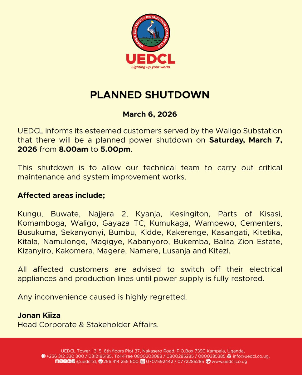 Uganda Electricity Distribution Company Ltd tweet media