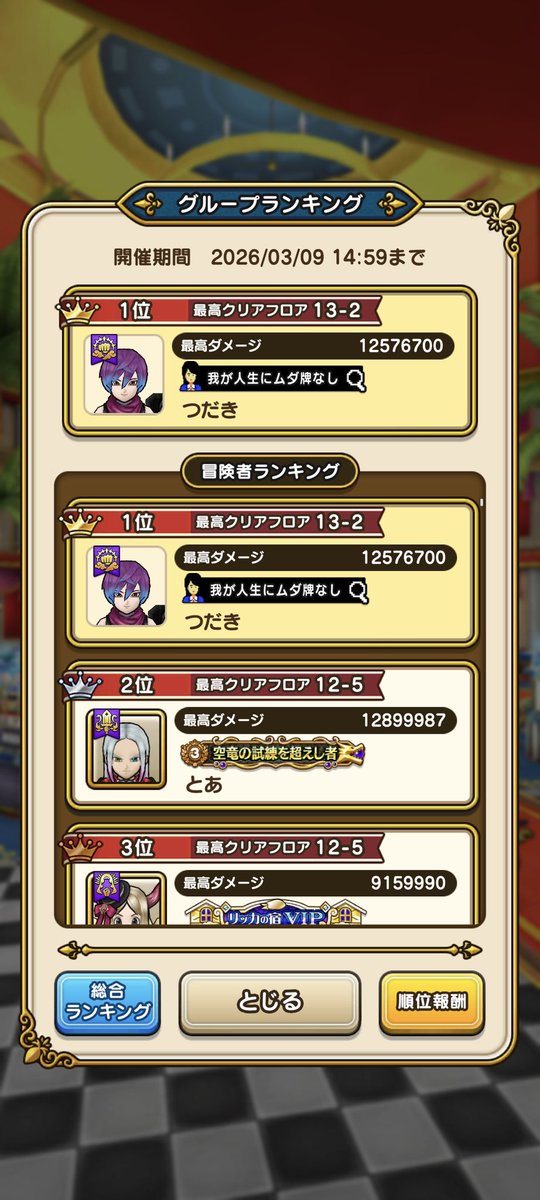tudaki's tweet photo. まさかの全国ランカーなう。
#ドラクエウォーク
#ドラぽか https://t.co/AWt7JqdngP