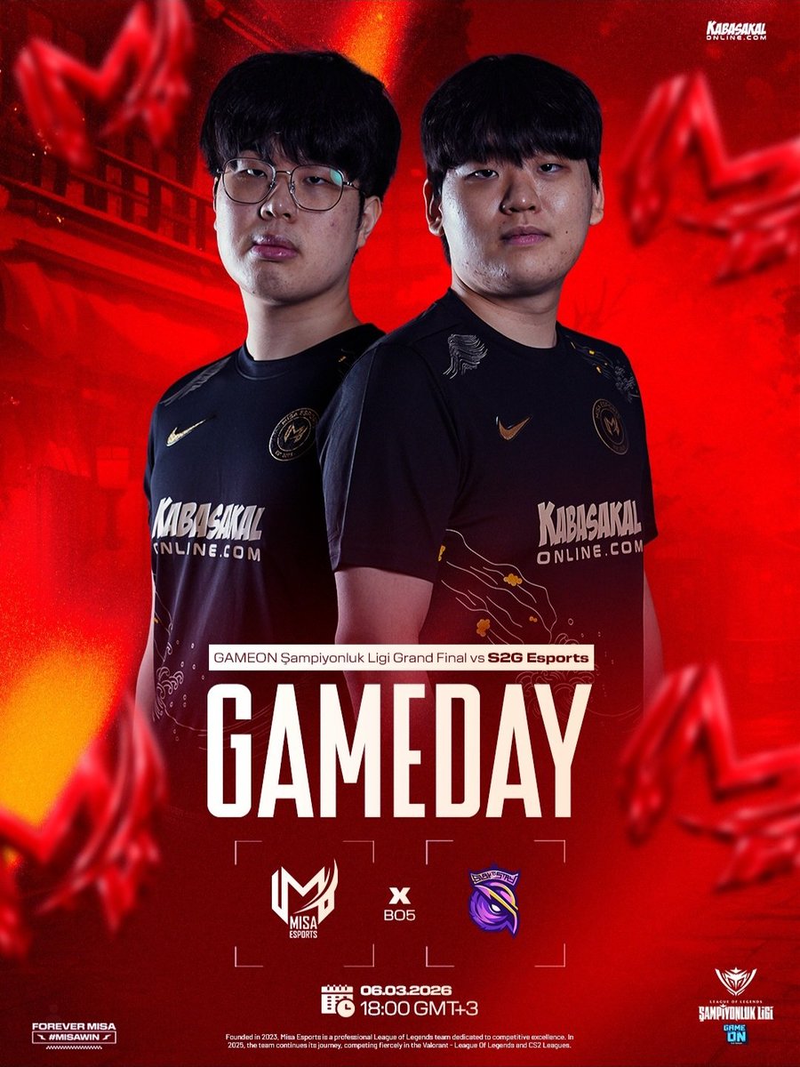 tahm_chuu's tweet photo. 2026.03.07(토) 00:00 (*대한민국기준)
MISA vs S2G

#TCL #MISA #S2G https://t.co/DBxjYNntS2