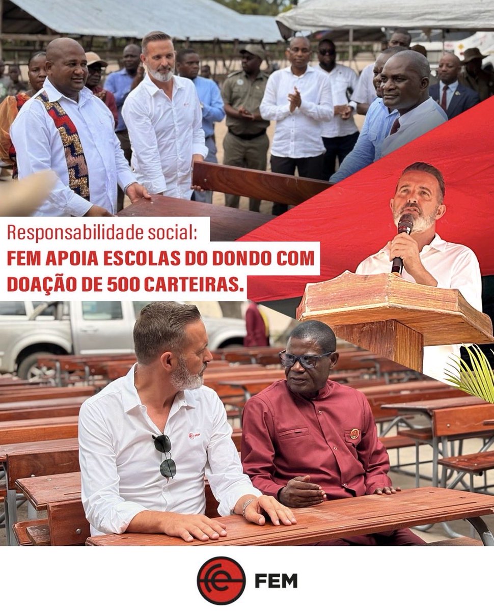 fem_explosivos's tweet image. A base de um futuro próspero começa na sala de aula.
No último dia 27 de fevereiro, realizamos uma importante acção de Responsabilidade Social no Município do #Dondo: Entrega de 500 carteiras para 3 escolas.
