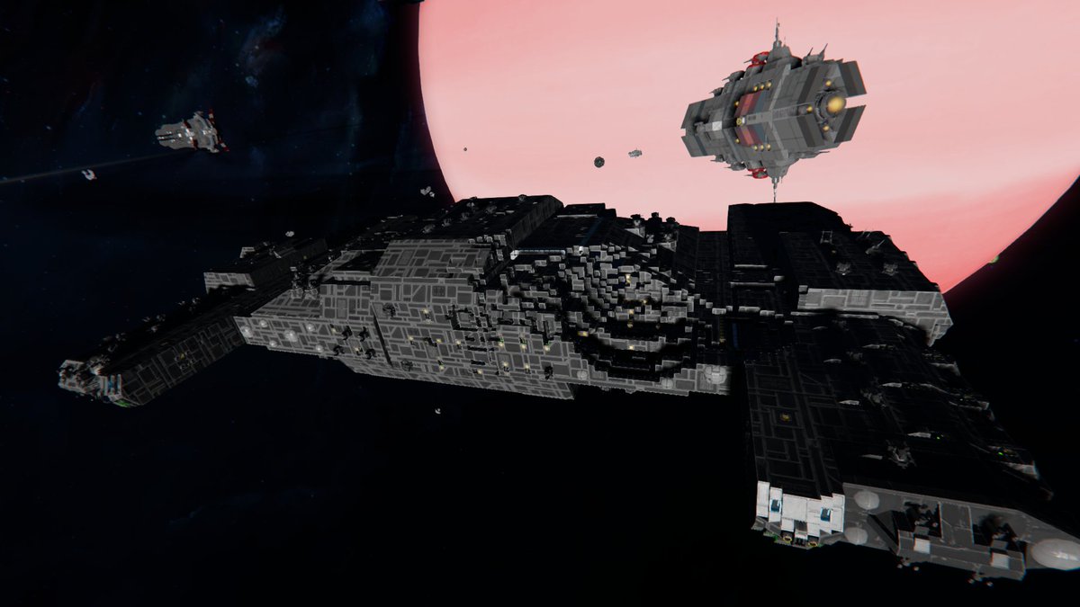 JP_Works_JWS's tweet photo. #SpaceEngineers
お久しぶりです。エンジニアの皆様
本日は先月の要塞対艦隊戦に登場した要塞をご紹介。

「アルゴ宇宙要塞」
連邦軍がミラ沖に建設した要塞。
建設期間は1ヵ月、3億kg(33万t)の鉄資源と
その他数千万kgの資源で建造された。
世界中のサーバの中でも巨大な部類の施設と思われる。 https://t.co/4wWvGhUSMy