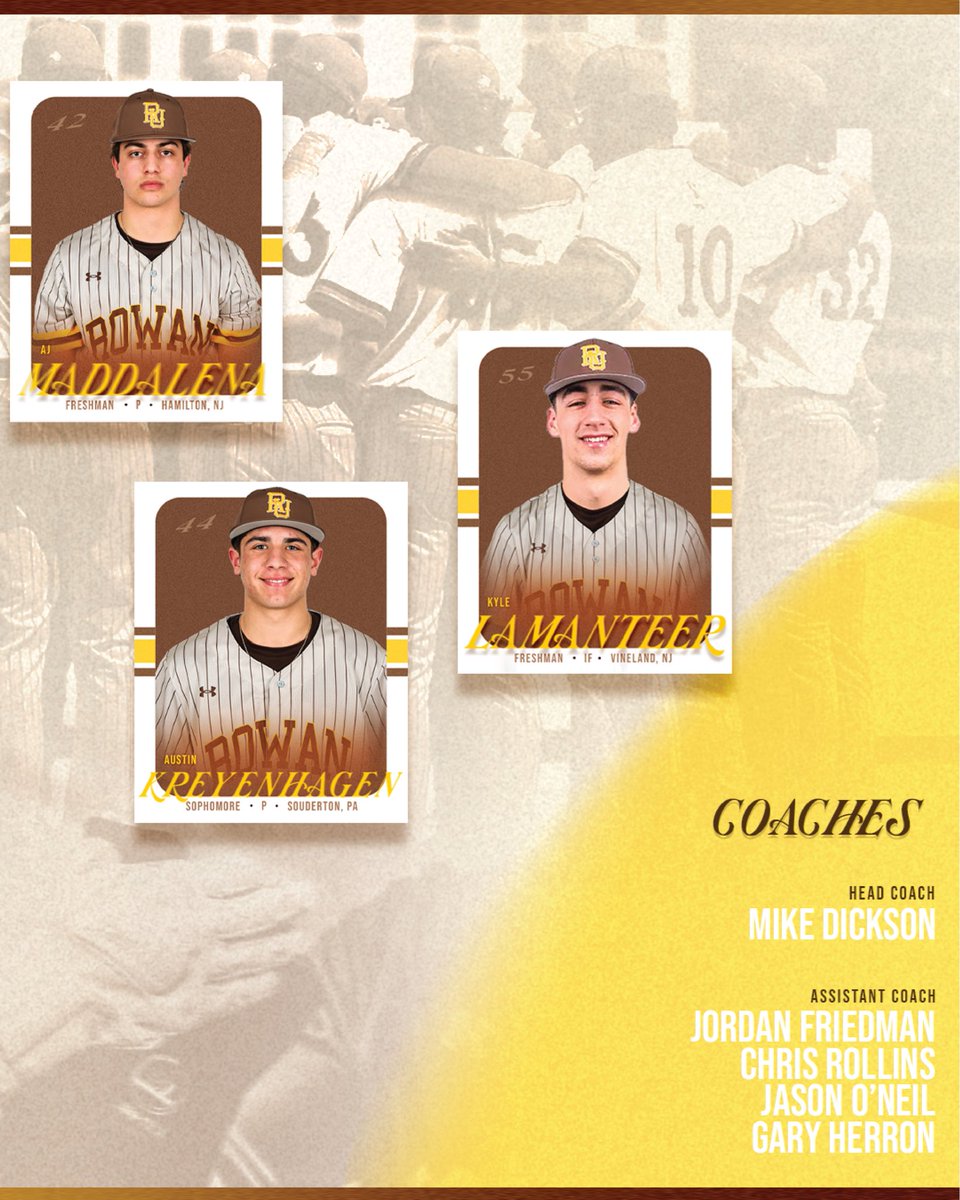 RowanBaseball_'s tweet photo. 𝐌𝐞𝐞𝐭 𝐓𝐡𝐞 𝐑𝐨𝐬𝐭𝐞𝐫 𝐏𝐚𝐫𝐭 𝟐
Introducing your 2026 Profs heading into game 1🦉
#d3baseball #roster #gameday #seasonopener #goprofs https://t.co/nsLDxuQDu5