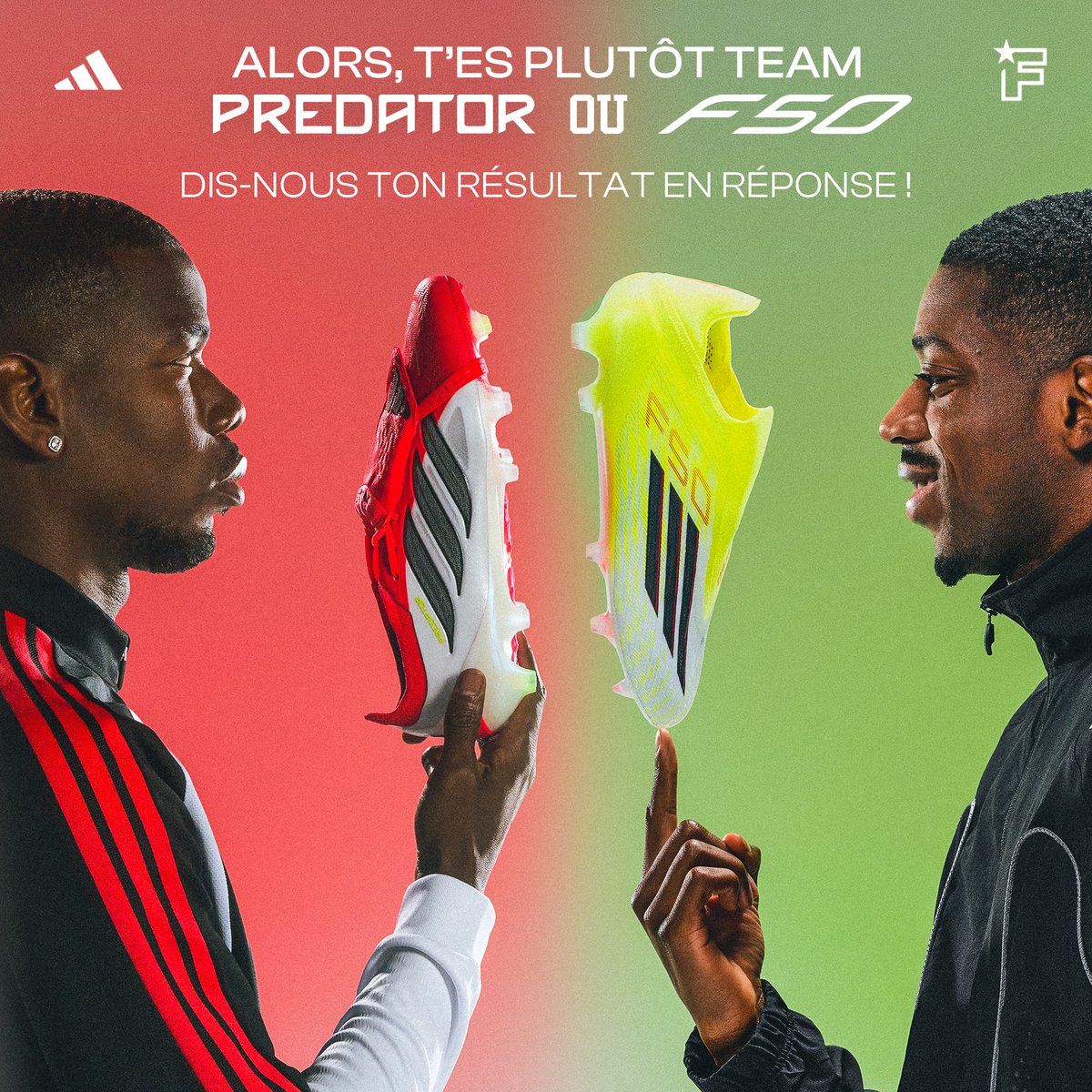 footmercato's tweet image. Alors, t'es plutôt Team PREDATOR 🎯 ou Team F50 ⚡ ? Dis-nous ton résultat en commentaire ! 👇 

#ElectriseLeJeu #TakeControl #Predator #F50 #adidas @adidasfr @adidasfootball