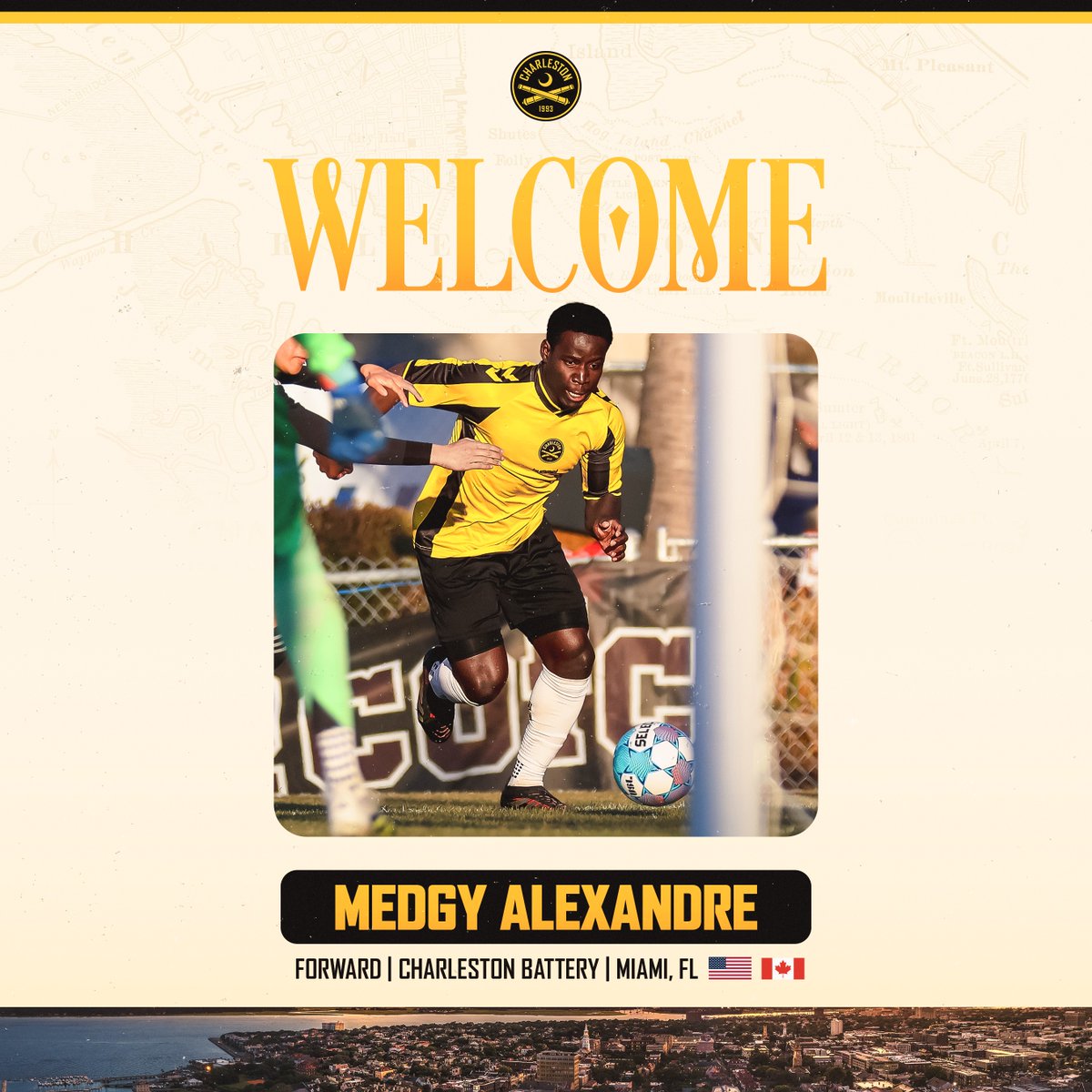 Chas_Battery's tweet photo. 𝗔𝗱𝗱𝗲𝗱 𝗿𝗲𝗶𝗻𝗳𝗼𝗿𝗰𝗲𝗺𝗲𝗻𝘁𝘀 ⚫️🟡

Welcome to the Charleston Battery, Jack Wayne, Cohen Rigsby, Kruz Held and Medgy Alexandre!

The quartet of additions joins ahead of tomorrow's home opener ✍️