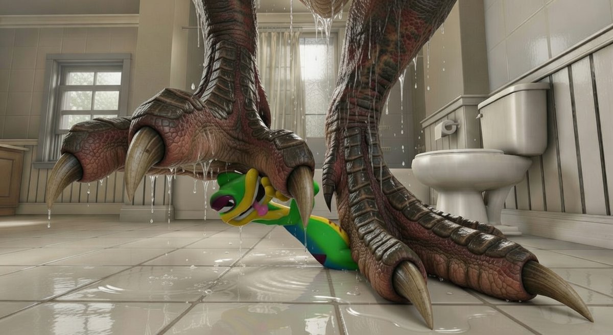 After a relaxing shower, Rex began to massage his paws