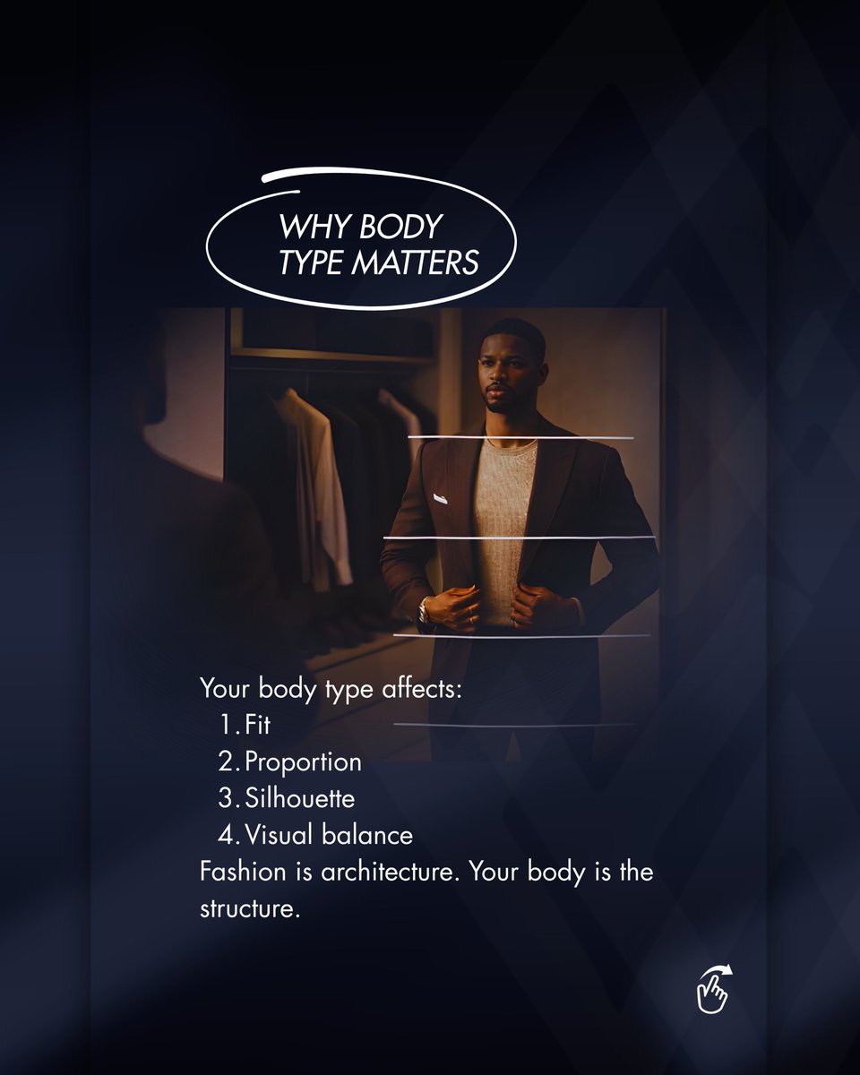 Michestermens's tweet image. Most men are wearing the wrong clothes for their body type.
Style begins with understanding your structure.

Dress the body you have, 
not the trend you see.

What’s your body type?👔✨

#MichesterMensWardrobe #MensStyleTips
#MensFashionNigeria #Trending