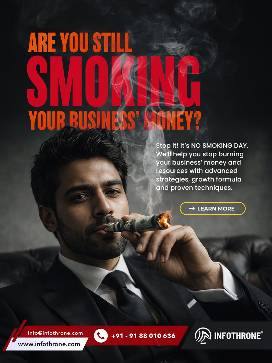 infothrone's tweet photo. Is your profit going up in smoke?
It’s No Smoking Day, and we are here to tell you to put out the fire that is burning through your budget. We don’t just offer advice; we provide the antidote; Advanced Strategies, A Custom Growth Formula &amp; Proven Techniques to maximize resources. https://t.co/bzTBfRvtF1