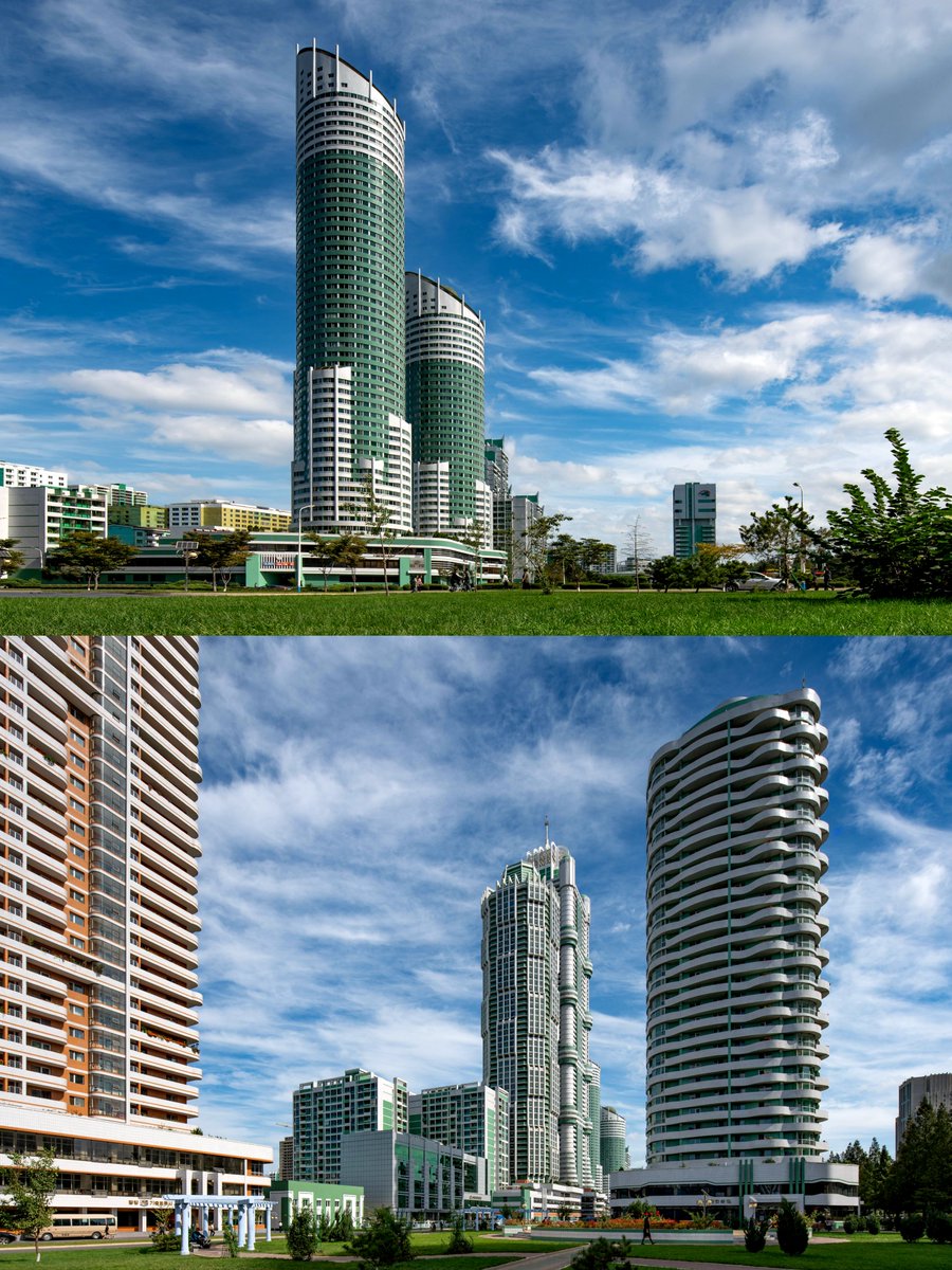 JustCherry__'s tweet photo. Socialism works 
🇰🇵 Ryomyong Street. Construction began in March 2016 and was completed in April 2017. The district consists of about 30 high-rise residential buildings, including a 70-story landmark skyscraper. https://t.co/cGCfNx4cmS