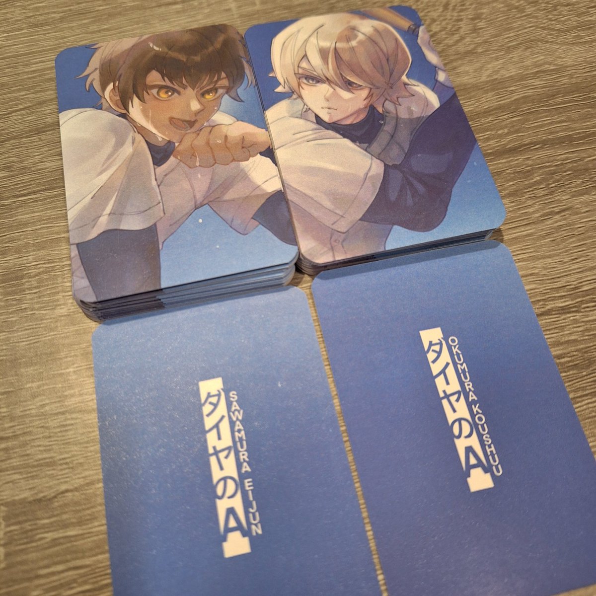 san_onesee's tweet photo. –— 1/2

☀️Photocard แฟนด้อมทุกงาน มีลายด้านหลังนะคะ! ลืมมาอวดด้านหลังฟตก
( รวมถึง OC trading card กับ นามบัตรด้วย!🥺 )

#CQ9 #CQ9_SAT 
#oblivionbattery
#aceofdiamond #daiyanoace https://t.co/sUSNgm2dF8