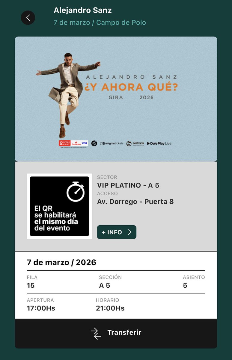 SaraCatungaSC's tweet photo. @bailoconvosok @AlejandroSanz Vendo una entrada que nos sobra!! https://t.co/1hZLNnQb6X