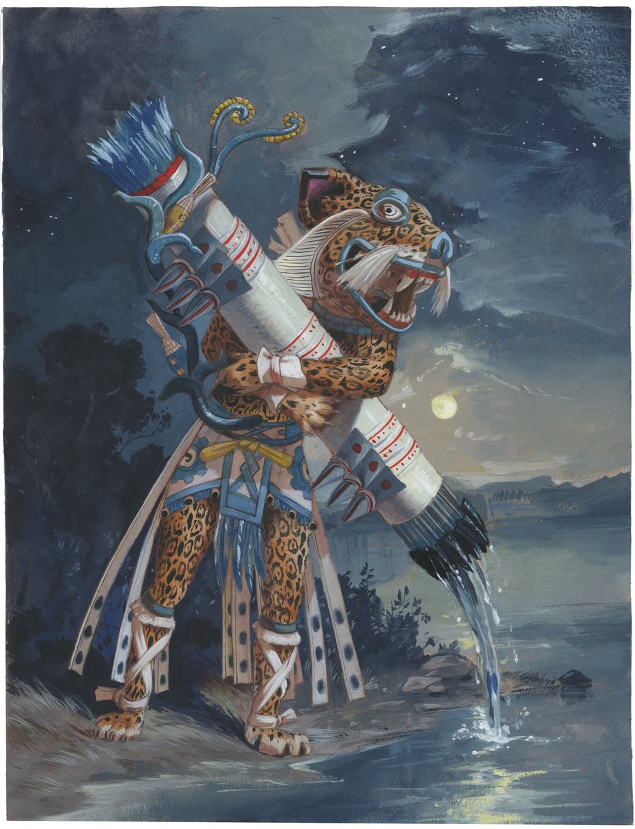 Tepeyollotl, the Heart of the Mountain.

The jaguar who dwells within the living mountains and answers every sound with an echo. In the sacred calendar He rules today,  the day 4 Calli, a day associated with caves, stone, and the hidden powers within the earth.

One of my