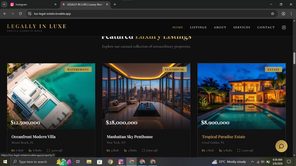 dembelecreative's tweet photo. Just created a luxury real estate website concept inspired by @legallyinluxe

A strong real estate brand deserves a website that reflects luxury, professionalism, and trust.
#FYP #fypviraltwitter #RealEstate #Website #BrandStrategy https://t.co/wgSzJFBlx4