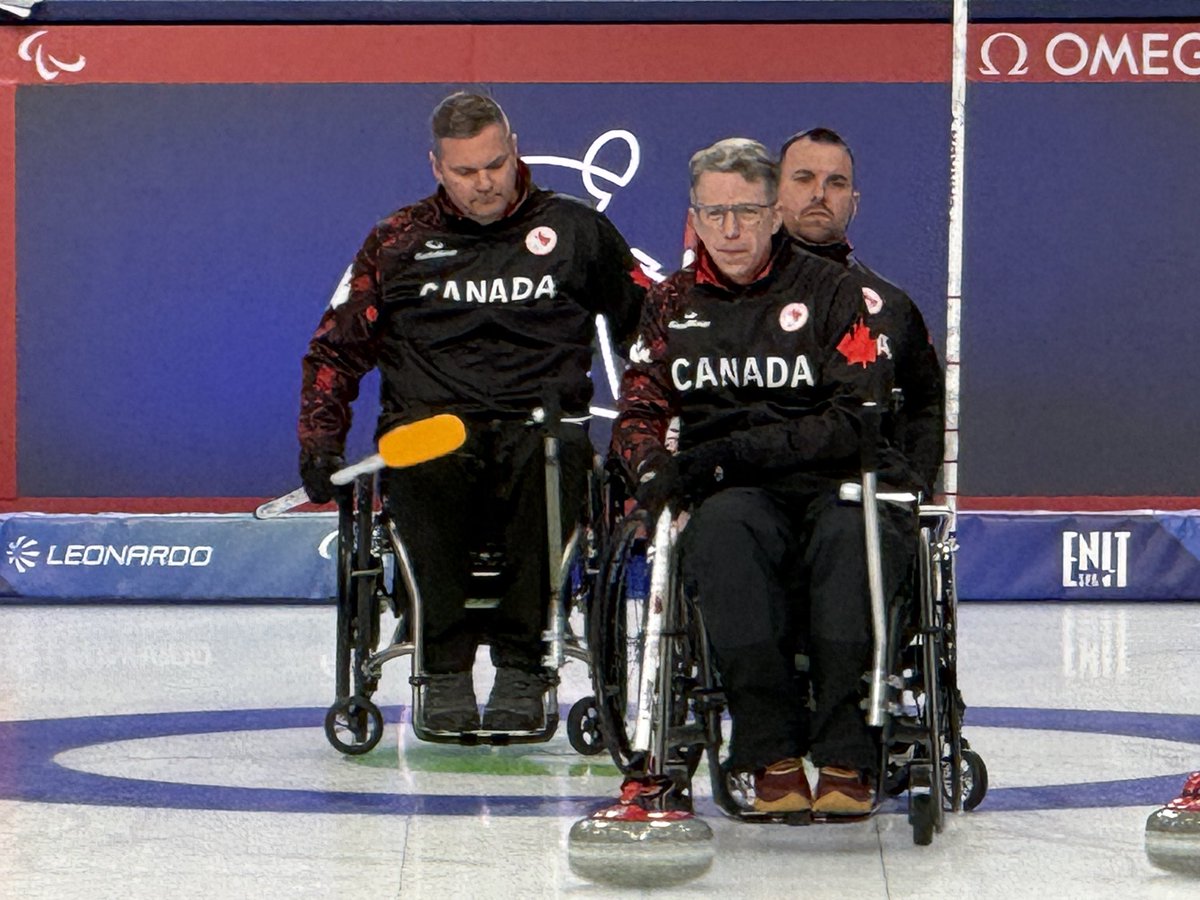 CANADA’S WHEELCHAIR CURLING TEAM

Mark Ideson, Ina Forrest, Jon Thurston, Collinda Joseph and Gil Dash have taken the ice for their first practice.

They take on Italy tomorrow at 12:35pm ET. Canada is the only nation to have won a wheelchair curling medal at every Paralympics.