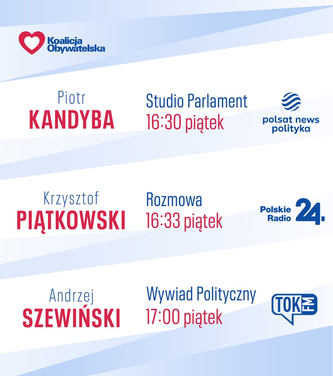 #KOwMediach (6 marca)
<a href="/KandybaPiotr/">Piotr Kandyba Poseł na Sejm RP</a> <a href="/piatkow_ski/">Krzysztof Piątkowski</a> <a href="/aszewinski/">Andrzej Szewinski</a>