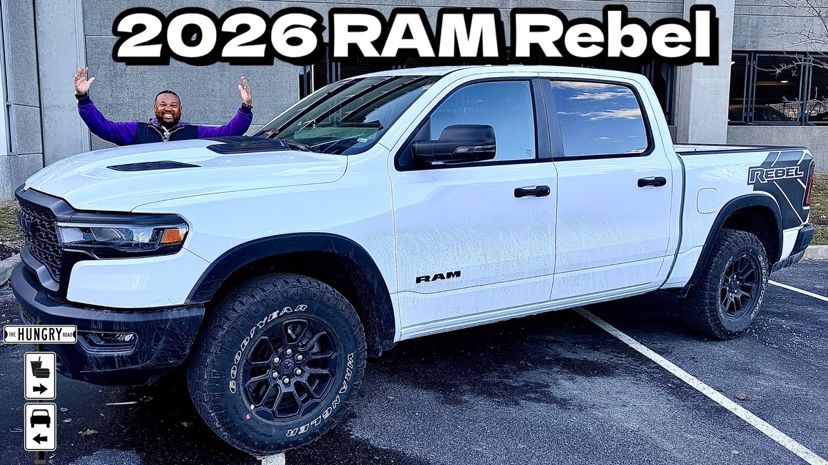 TheHungryRoad's tweet image. youtu.be/4Pv8f04xCj4
The rental of the week is the 2026 #RAMRebel featuring the twin-turbo i6 Hurricane engine making 420-hp!  The Rebel is a more rugged, off-road edition based on the Big Horn rim. A 1" lift, 33" Goodyear tires and a few other accessories come standard!