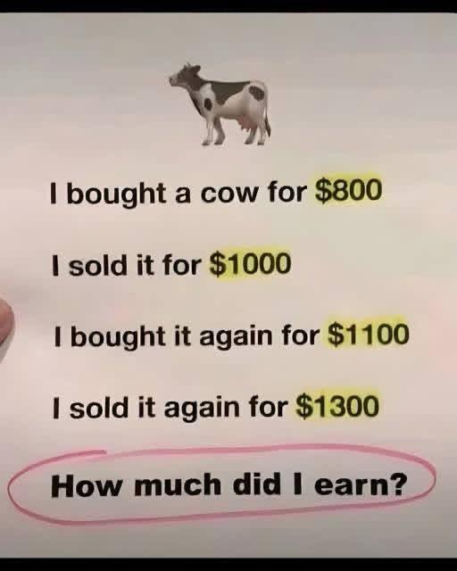 IQ 🧠 test

99% will fail this test. 

How much did I earn?