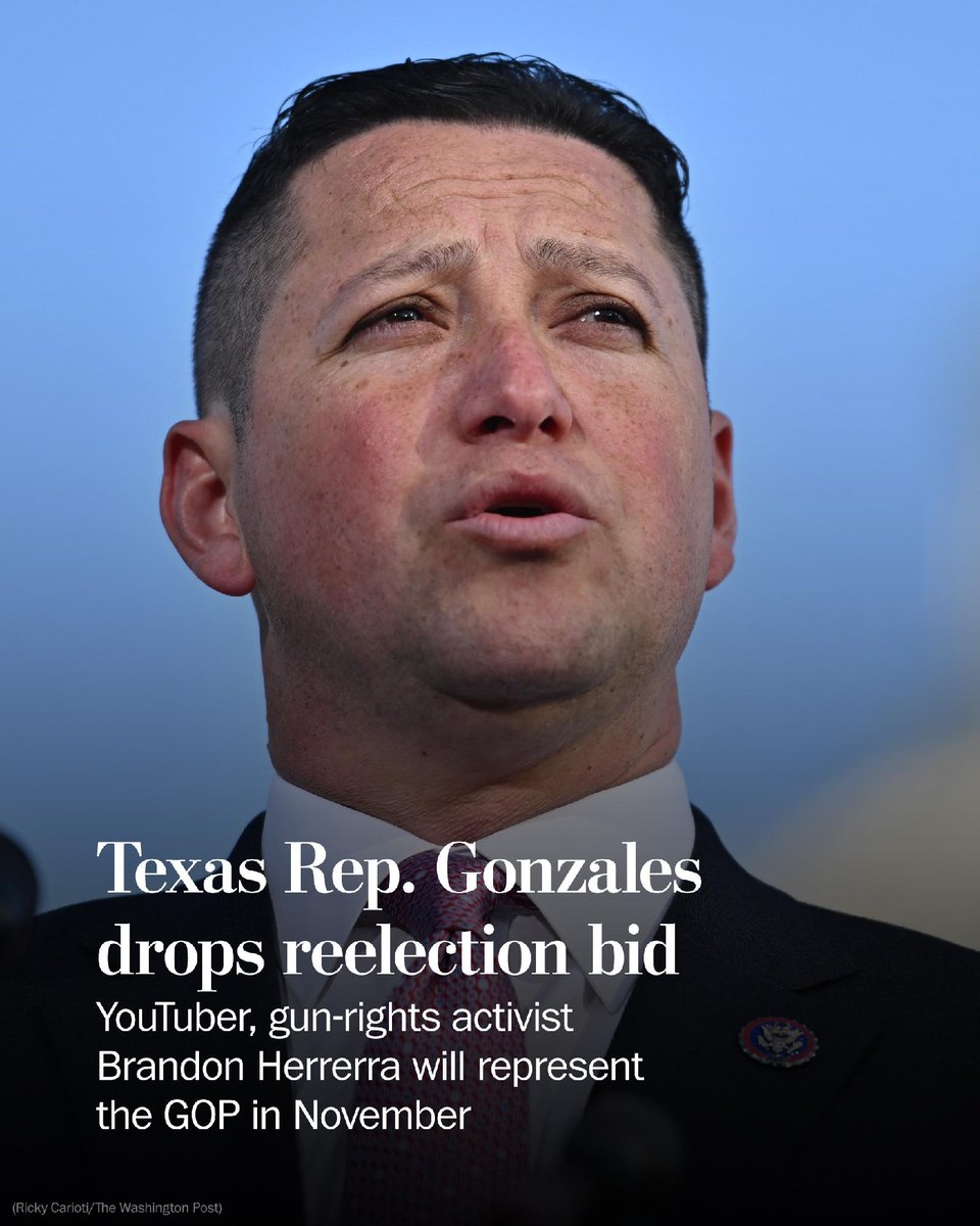 Rep. Tony Gonzales (R-Texas) dropped his bid for reelection after acknowledging that he had an affair with a staff member who later set herself on fire and died. wapo.st/4bvv5FN