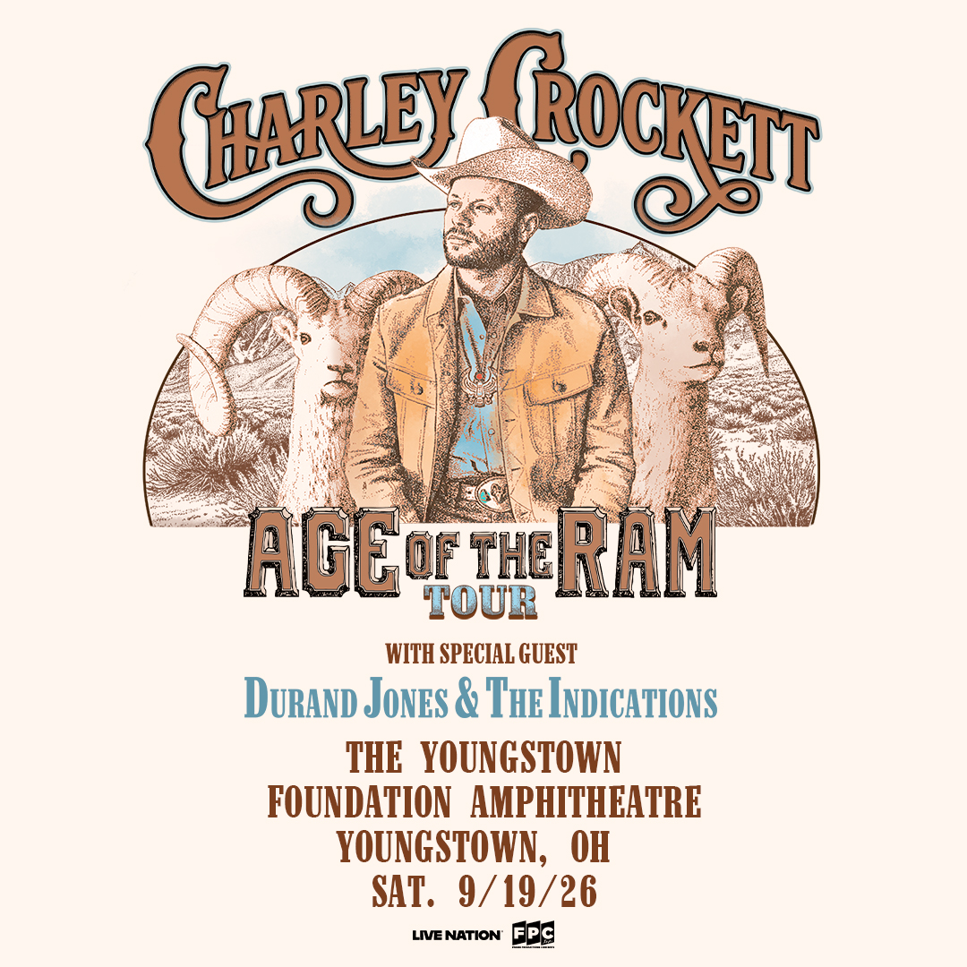 YFAmphitheatre's tweet photo. Tickets on sale now! ☀️ 

Charley Crockett is coming to the Youngstown Foundation Amphitheatre on Saturday, September 19th, for the Age of the Ram Tour with special guest Durand Jones &amp; The Indications!

🎟️ Grab your tickets today: https://t.co/9GyXmZ6tAX https://t.co/8TY9dXkNKa