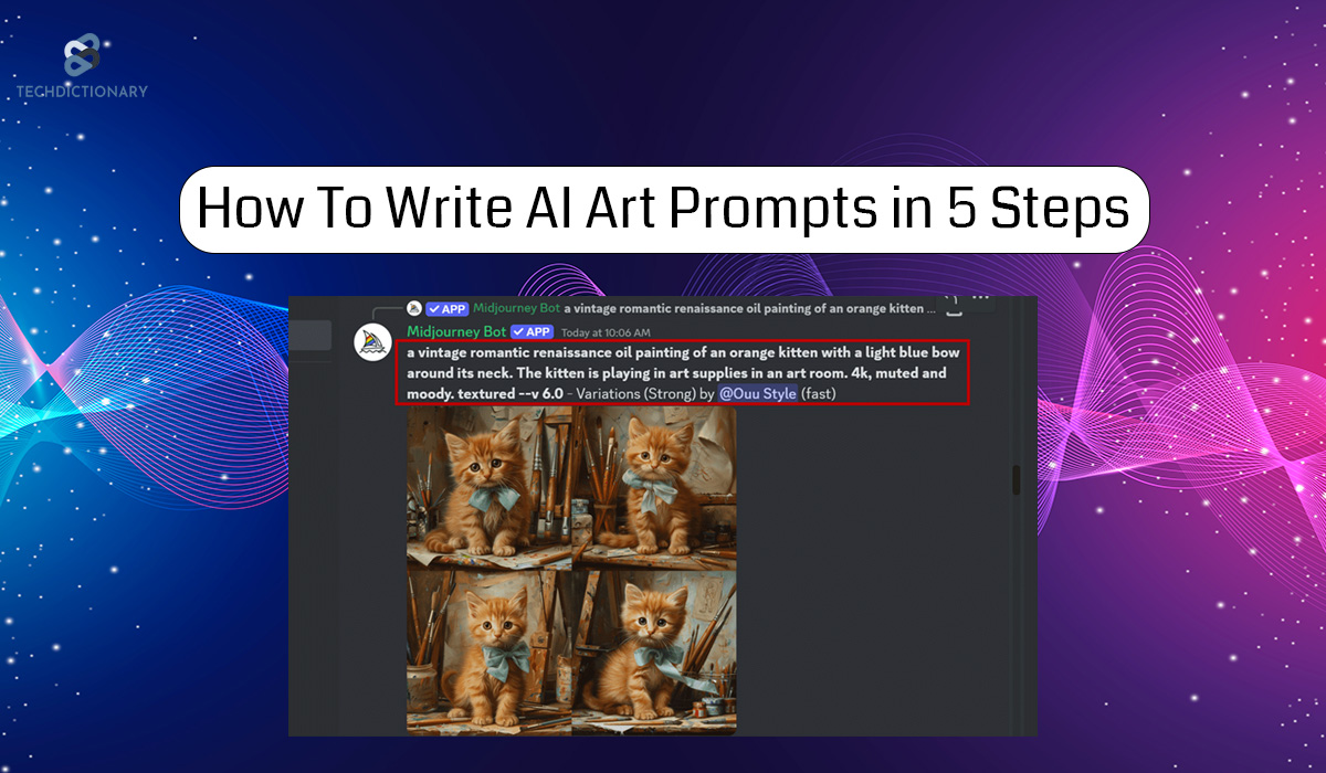 TechDictionaryy's tweet photo. AI art generators are proving their power in translating human descriptions into stunning visuals. So, how can you make the AI understand the kind of masterpiece in your mind? We’ve got you covered! T...

👉 View more: https://t.co/pDAzJd0mha

#ArtificialIntelligence #Tutorials https://t.co/T6HwX2HkXn