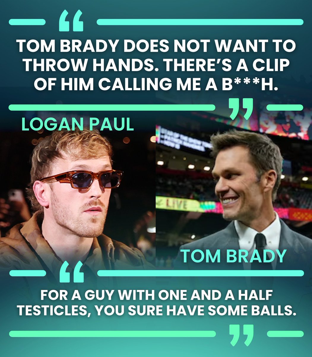 OddsPlaysUS's tweet image. The Logan Paul v Tom Brady DRAMA is heating up 🔥

"Tom Brady does not want to throw hands. There's a clip of him calling me a b***h" 🗣️

Just a reminder, Brady is nearly 20 years older than Logan Paul 🤣

#tombrady #loganpaul #nflfunny #boxing