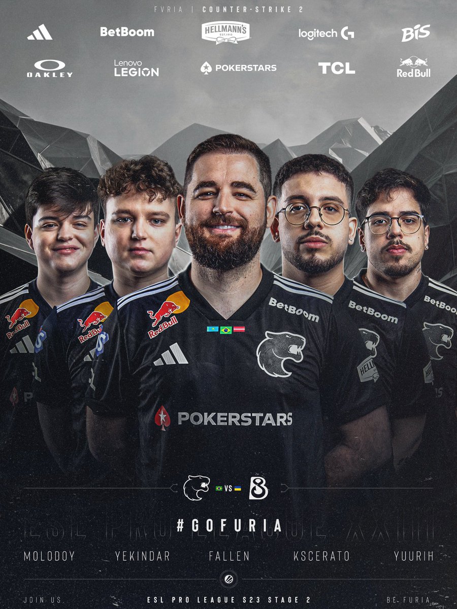 FURIA's tweet photo. Saudades? Pois estamos de volta! 🇰🇿🇧🇷🇱🇻

O caminho da #FURIACS na #ESLProLeague começa hoje às 15h00 vs. B8

Vejo vocês lá! https://t.co/9i6ZJ1LWg1