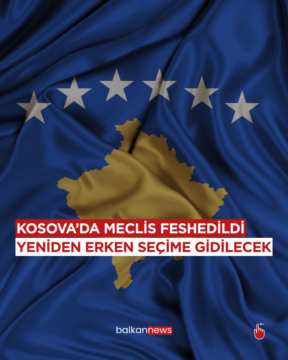 BalkanNewsTR's tweet image. 🇽🇰 Kosova Cumhurbaşkanı Vjosa Osmani, yeni cumhurbaşkanını seçememesi sebebiyle meclisi feshettiğini duyurdu. 
Peki ama şimdi ne olacak?
🗳️ Geçen yıl 9 Şubat ve 28 Aralık'ta genel seçim için sandığa giden Kosova halkı, yakın zamanda yeniden sandığa gidecek.
 #Kosova #seçim #kriz