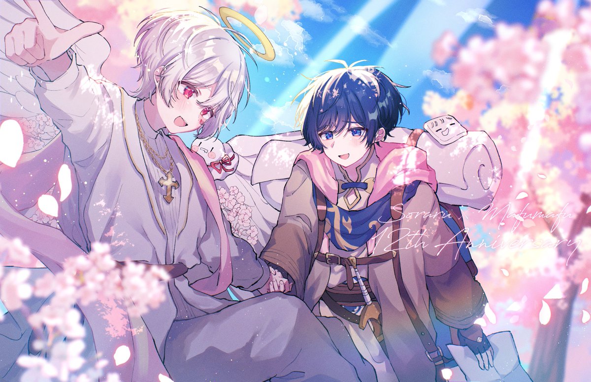 12周年おめでとうございます！🌸

#そらまふ12周年 #そらまふの日
#そらるの絵  #まふあーと