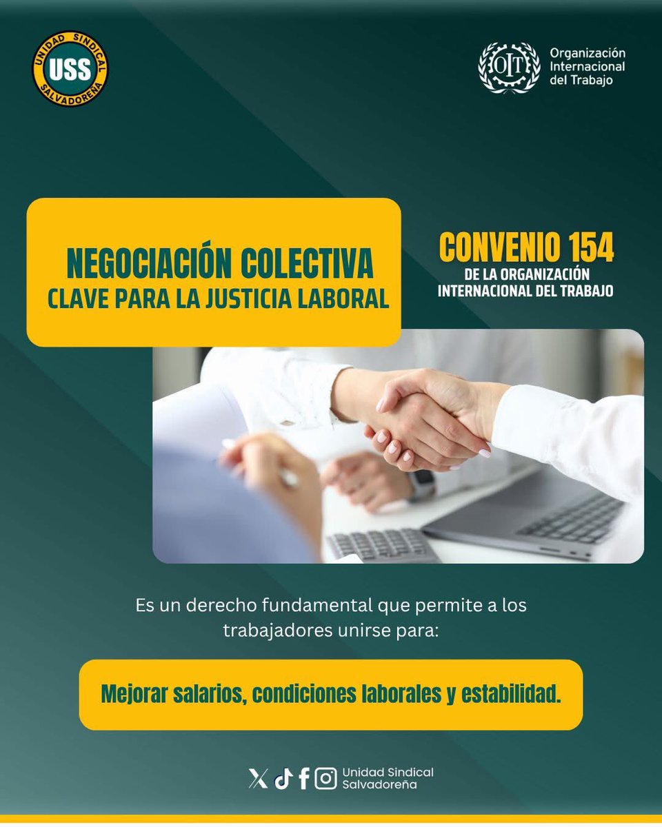 UnidadSindical_'s tweet photo. La negociación colectiva es un derecho esencial.

Permite a los trabajadores mejorar sus condiciones laborales y proteger su dignidad.

Defenderla es apostar por la justicia social. https://t.co/BFjXdwwP4I