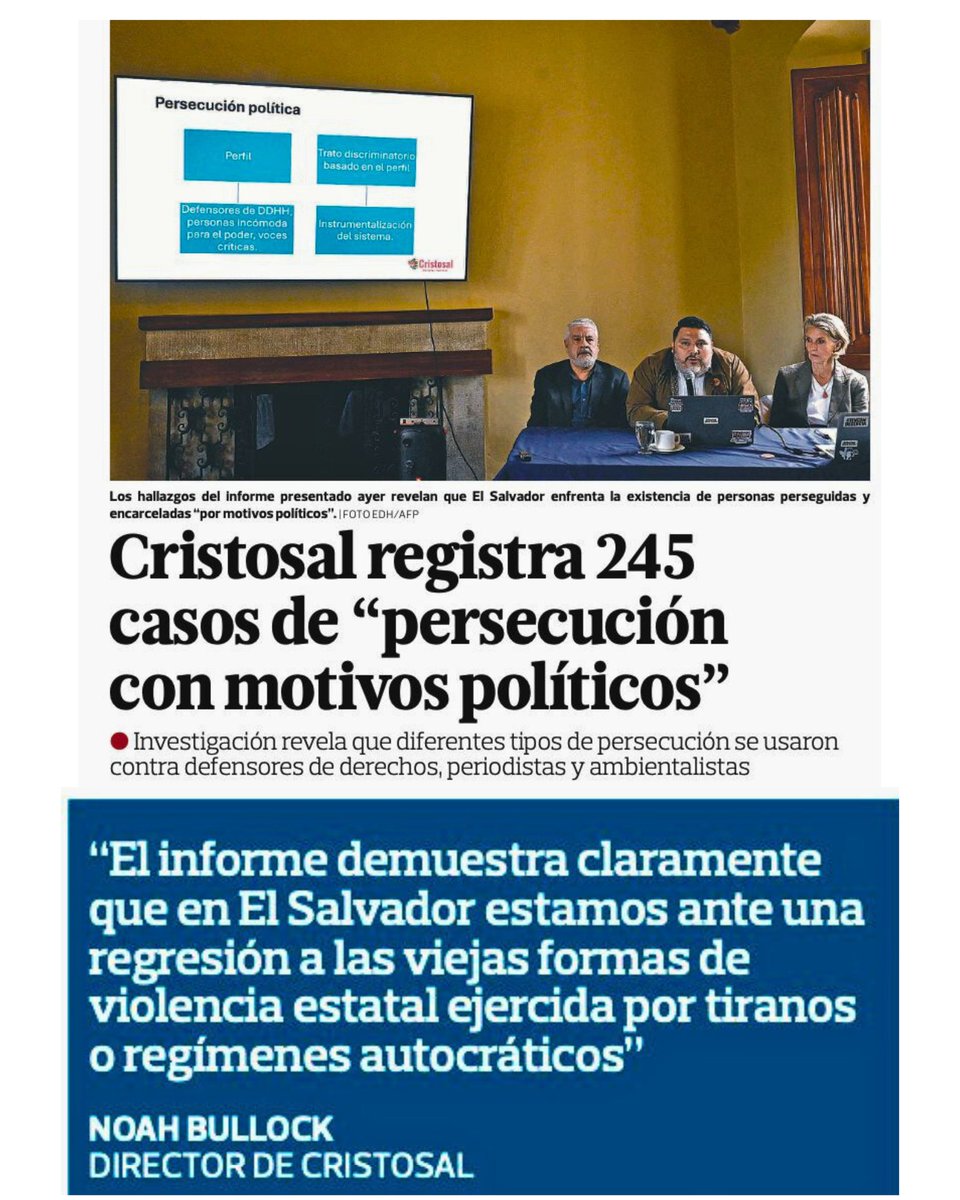 Les voy a explicar este modelo de negocio: 

1. Una ONG como Cristosal dice que hay “persecusión política”.

2. ⁠Busca una línea de “borra saldos” a políticos acusados de corrupción, gente que ha cometido delitos comunes como estafas y que de la noche a la mañana, son