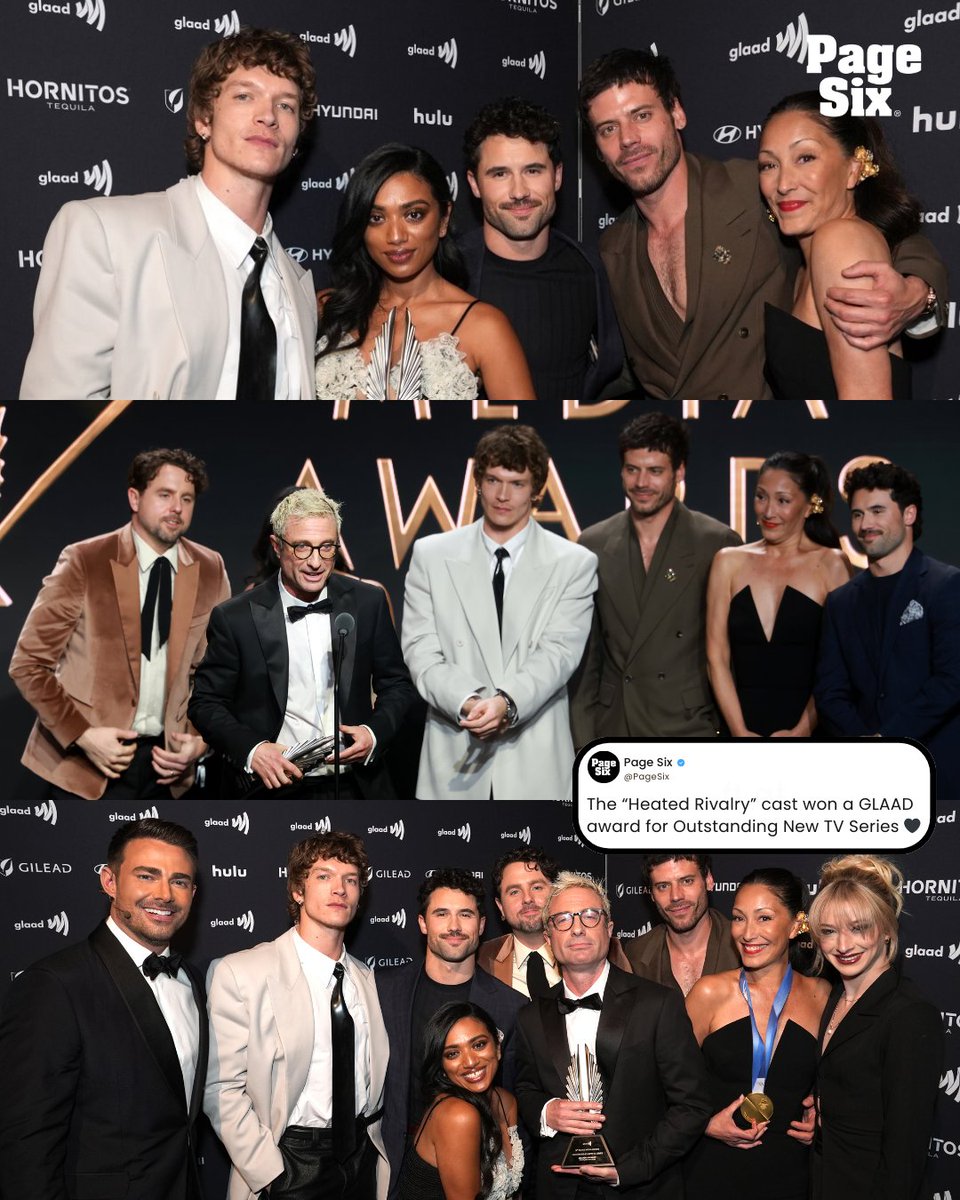 My close personal friends (the "Heated Rivalry" cast) won a GLAAD Award last night 🥹 📸: Getty