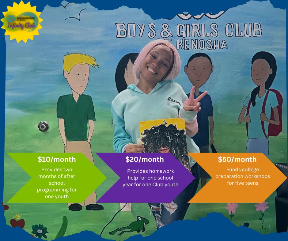 Give today and impact thousands of tomorrows.

As the largest youth-serving organization in Kenosha, we do whatever it takes.

Learn about our Infinity Campaign and the great opportunity to continually make an impact on Kenosha's youth today at bit.ly/BGCKInfinityCa….

#bgck