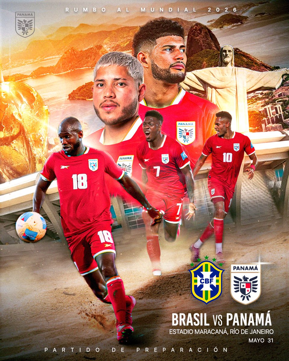 🇵🇦✈️ DESTINO: BRASIL🇧🇷

#PanamáMayor🇵🇦 disputará un encuentro amistoso ante su similar de Brasil🇧🇷, el próximo domingo 31 de mayo, en el 🏟️Estadio Maracaná.

Una prueba de alto nivel en el camino hacia la FIFA World Cup 2026 🏆.

¡Seguimos preparándonos para hacer historia!