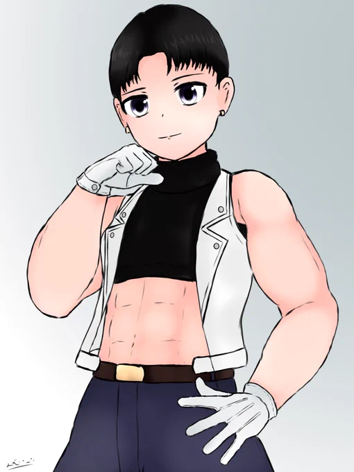 いい筋肉が描けたとおもう #oc #イラスト