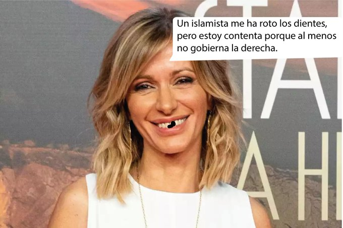 Dravidica's tweet photo. ¿Cómo reaccionaría Susanna Griso si un yihadista le rompiese los dientes?
#yihad #susana #griso #FelizViernes https://t.co/F6OXrDcJ8Z