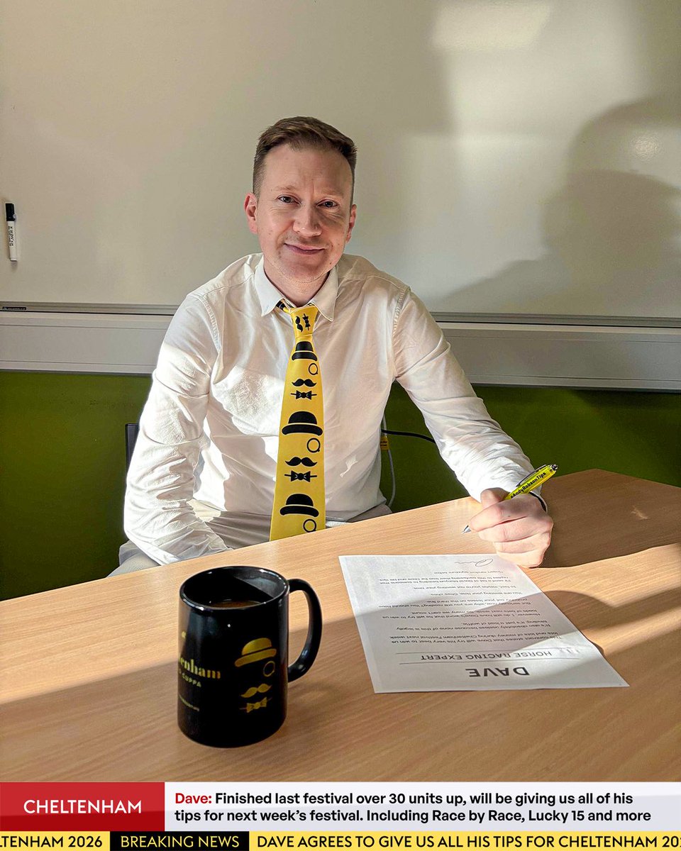 ✍🏼 EXPERT DAVE SIGNS!

After ending last year’s Cheltenham Festival 31.54 units up, Dave is back to help.

I’m not the racing expert, he is. And it’s huge to have him sharing his tips again next week.

Biggest news of the year. Who’s excited? 🐎
