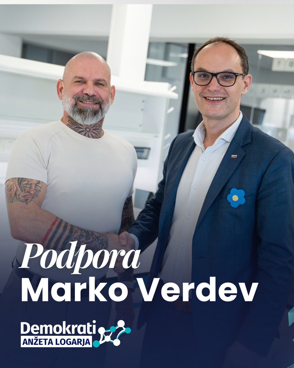 DemokratiSLO's tweet photo. 👏 MARKO VERDEV, HVALA ZA PODPORO!

"Podpore ne dajem pogosto. In še manj javno. Sem podjetnik, ne politik in v politiko nimam nobene želje vstopati. Ampak verjamem v nekaj zelo preprostega: Slovenija ne potrebuje večne vojne med levimi in desnimi. Potrebuje več razuma, več dialoga in več spoštovanja raznolikosti. In potrebuje politiko, ki razume, da brez močnega gospodarstva ni družbe, ki bi lahko skrbela za ljudi. Če bomo znali graditi mostove namesto jarkov, potem ima Slovenija prihodnost. In prav zato sem ti segel v roko."