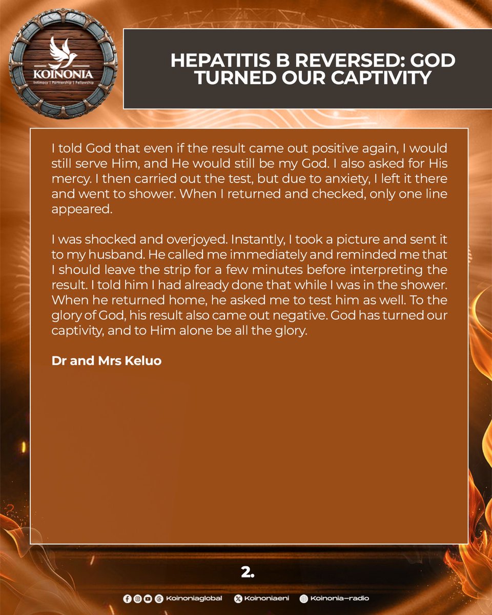 KOINONIA TESTIMONIES: DECLARING THE WONDERFUL WORKS OF GOD!

“Oh that men would praise the Lord for his goodness, and for his wonderful works to the children of men!” — Psalm 107:8 (KJV)

Every testimony is an invitation to celebrate the goodness and faithfulness of God. Time and