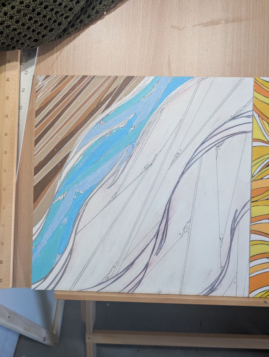 LilCalicoStudio's tweet photo. 'Waves' 12x12 one of my first paintings I ever did in my #BlackmountainNC studio. #Asheville #art #painting https://t.co/c41J3KOs6S