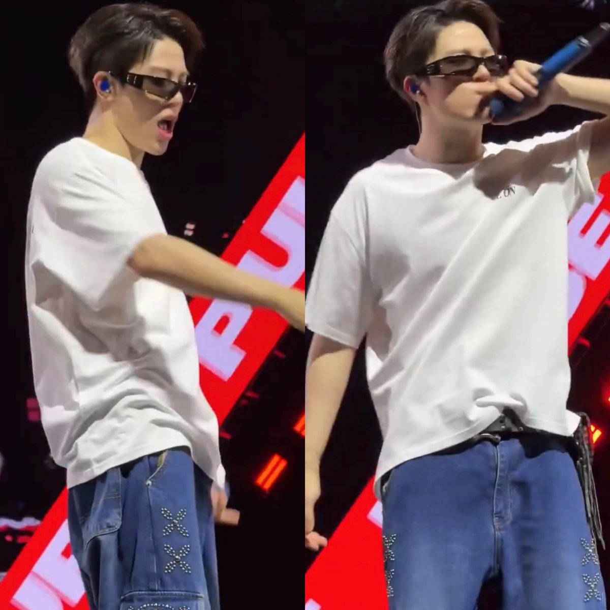 just; white t-shirt with sunglasses but..

what a PERFECTT COMBO junghwan always looks soooo cool with just casual outfit 💯✋🏻