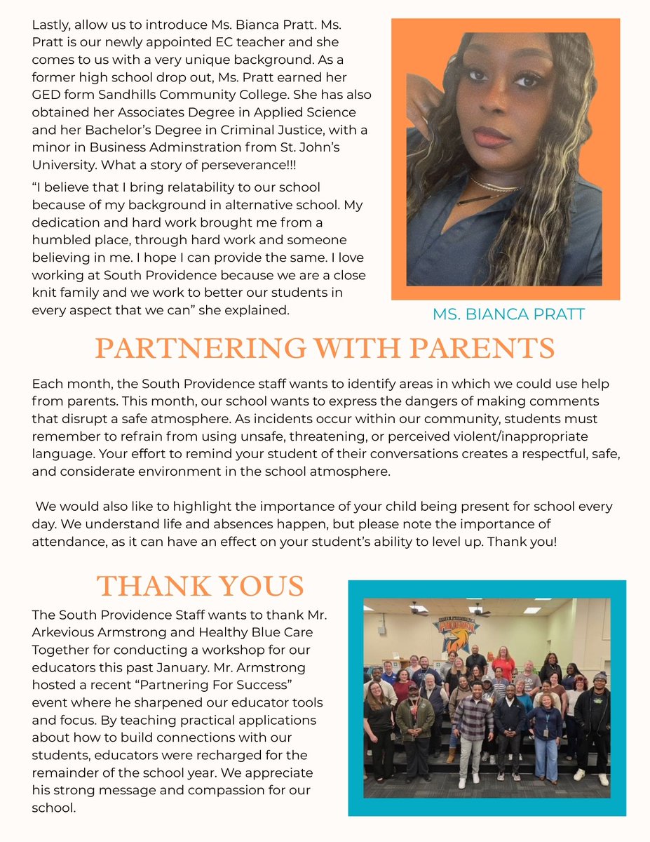 SouthProvSchool's tweet photo. Check out the February issue of Phoenix Rising! There's lots to celebrate! #phoenixfamily #rethinkingalted @UCPSNC @aghoulihan @diazteaching @jgriffith352 https://t.co/obkXo2h3xv
