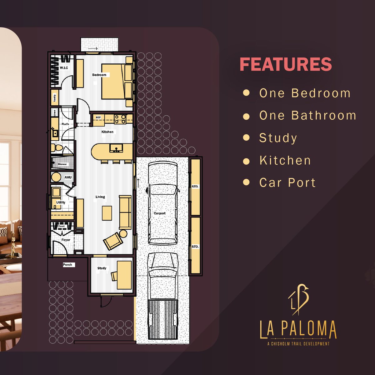 LaPalomaTX's tweet image. Single Bedroom (Option2)
Ideal for work or study, this apartment features a private study, an open living space, an intuitive kitchen, and a covered carport.

Interested? Join our waitlist at: lapalomaresidences.com/waitlist/
#1bed #apartment