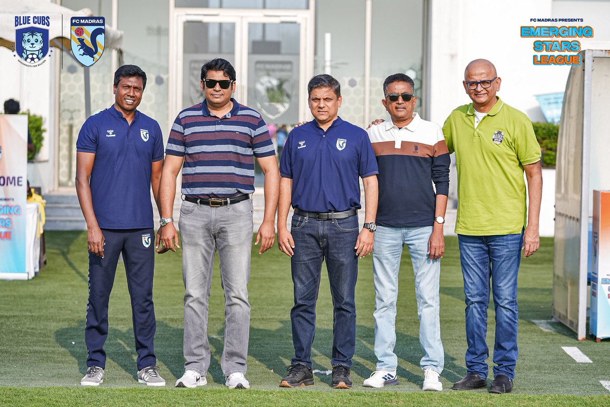 fcmadras's tweet photo. Our Eminent Chief Guests at the Grand Finals of the #EmergingStarsLeague. β¨π
#IndianFootball #GrassrootsFootball #FCMadras #BlueCubs https://t.co/r3e3lFvbvK