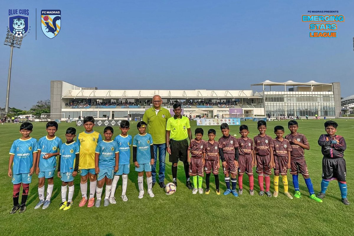 fcmadras's tweet photo. Our Eminent Chief Guests at the Grand Finals of the #EmergingStarsLeague. β¨π
#IndianFootball #GrassrootsFootball #FCMadras #BlueCubs https://t.co/r3e3lFvbvK
