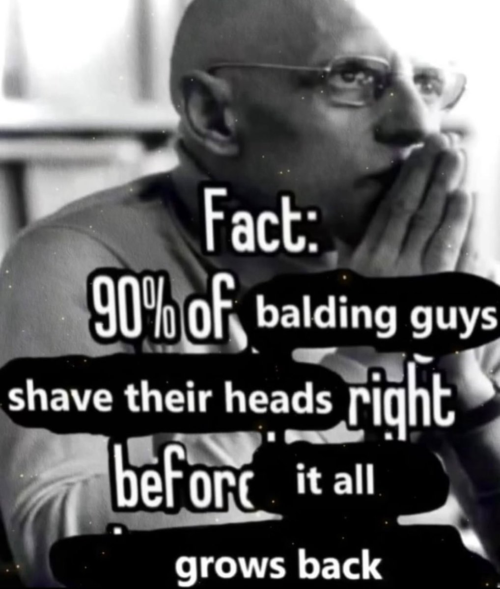 Sending my husband balding memes (he's not balding, or gay) at work just to spike his cortisol levels so he'll need to play video games with me to calm down when he's home. #manipulationnotabuse #nobabethegoodhairlinesscareme