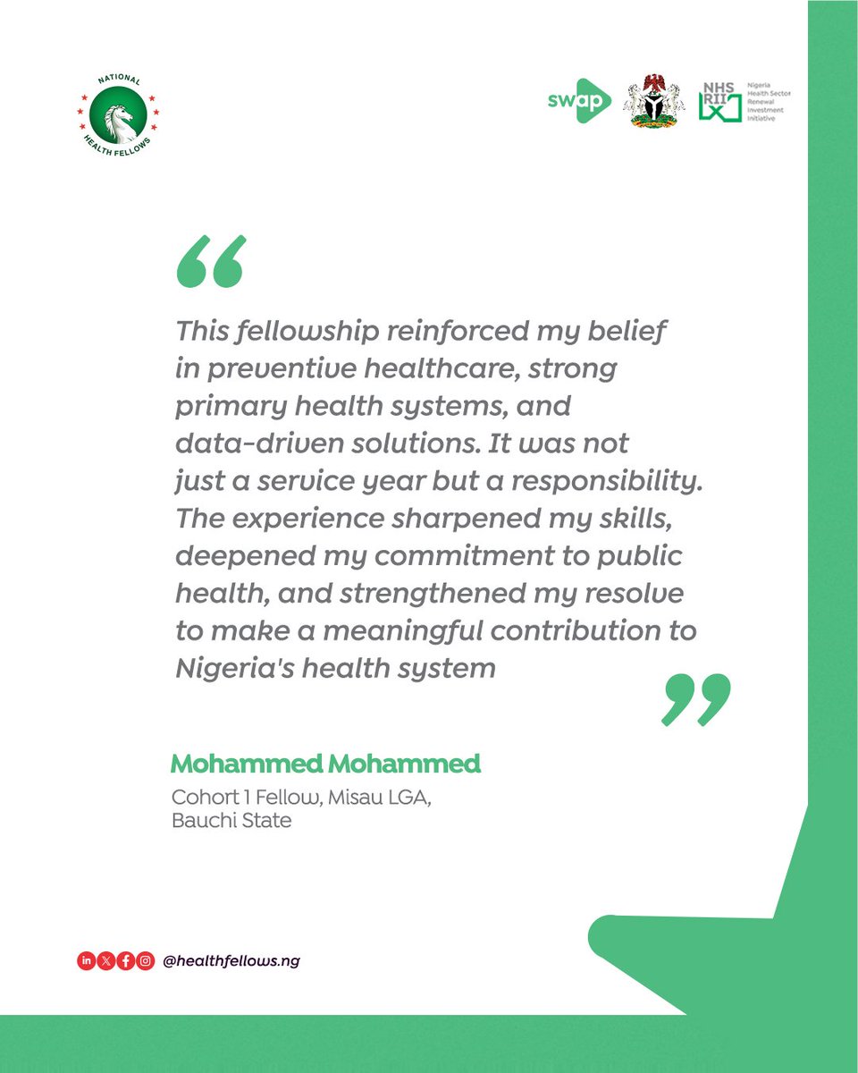 The impact of the National Health Fellows is best captured in the voices of the Fellows themselves.

Over the past year, Cohort 1.0 Fellows working across communities in Nigeria were at the frontlines, contributing to efforts to strengthen primary healthcare and improve health